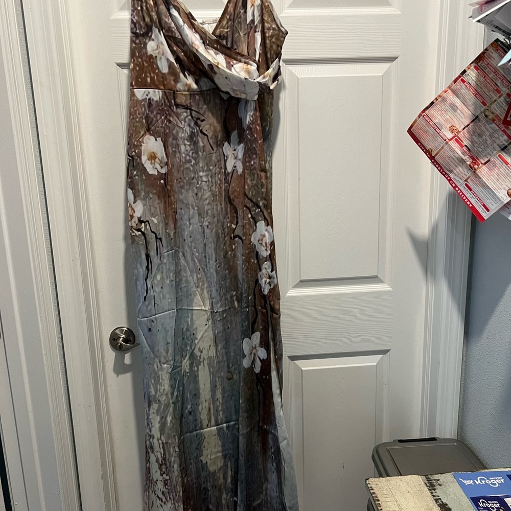 Sexy floral print sleeveless midi dress